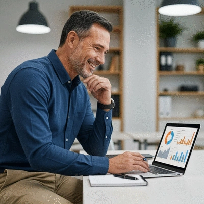A person analyzing basketball statistics on a laptop, with charts and graphs, representing strategic planning, no text, no words, no typography, clean image