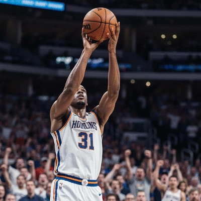 NBA player making a clutch shot in a playoff game